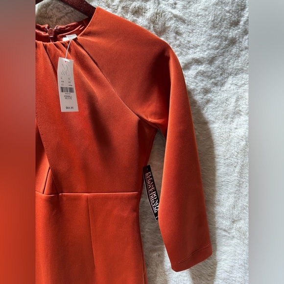 New York & Company Stretch Knee Length Burnt Orange Dress XS Petite - Picture 8 of 8